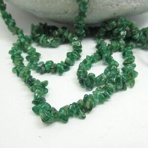 Green Gemstone chip strand necklace